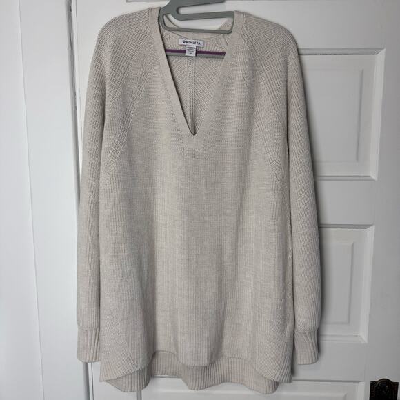 Athleta Chandail Hanover 3 NEW Wool Knit Pullover Long Sleeve V Neck Sweater 1X - Picture 3 of 11